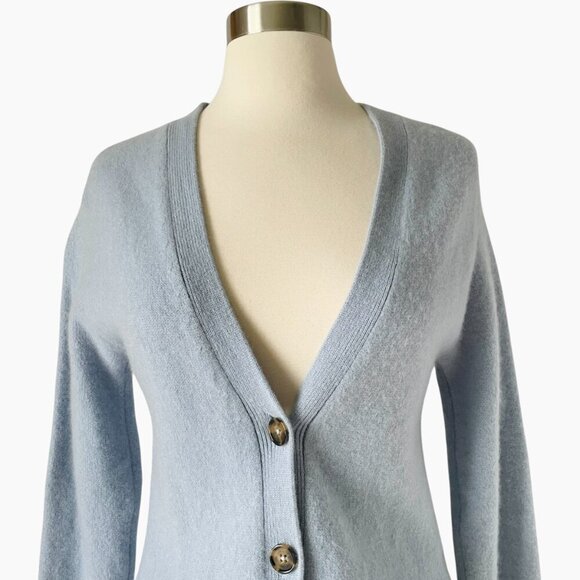 Reformation Varenne Blue Cashmere Blend Button Front Cardigan Sweater S - Picture 3 of 8